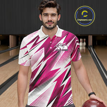 Load image into Gallery viewer, Custom Pink Bowling Team Men Polo Shirts, Bowling League Shirt Bowler Jerseys IPHW11425