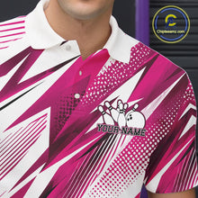 Load image into Gallery viewer, Custom Pink Bowling Team Men Polo Shirts, Bowling League Shirt Bowler Jerseys IPHW11425