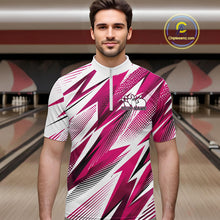 Load image into Gallery viewer, Custom Pink Bowling Team Men Quarter-Zip Shirts, Bowling League Shirt Bowler Jerseys IPHW11425