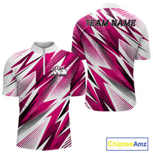 Load image into Gallery viewer, Custom Pink Bowling Team Men Quarter-Zip Shirts, Bowling League Shirt Bowler Jerseys IPHW11425