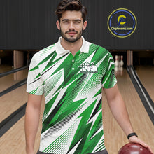Load image into Gallery viewer, Custom Green Bowling Team Men Polo Shirts, Bowling League Shirt Bowler Jerseys IPHW11427