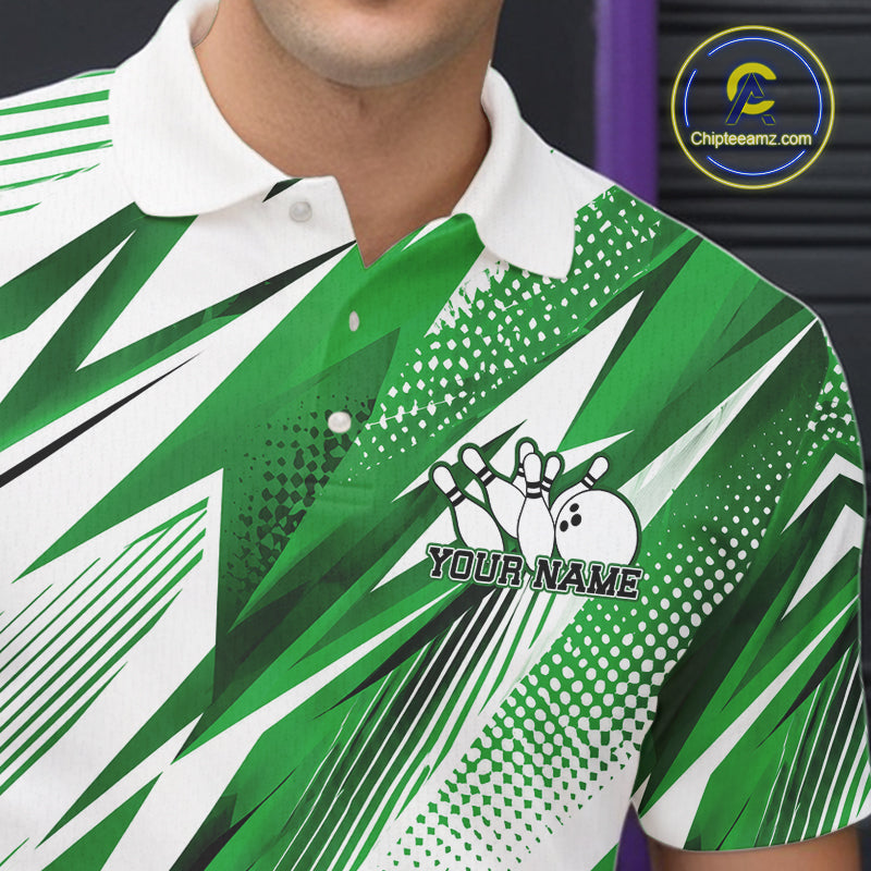 Green and white sports jersey with a logo and text on a dark background