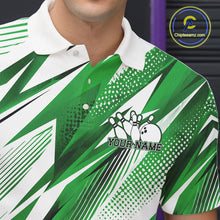 Load image into Gallery viewer, Custom Green Bowling Team Men Polo Shirts, Bowling League Shirt Bowler Jerseys IPHW11427