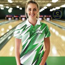 Load image into Gallery viewer, Custom Green Bowling Team Women Polo Shirts, Bowling League Shirt Bowler Jerseys IPHW11427