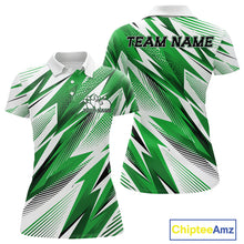Load image into Gallery viewer, Custom Green Bowling Team Women Polo Shirts, Bowling League Shirt Bowler Jerseys IPHW11427