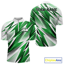 Load image into Gallery viewer, Custom Green Bowling Team Men Quarter-Zip Shirts, Bowling League Shirt Bowler Jerseys IPHW11427