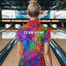 Load image into Gallery viewer, Custom Colorful Bowling Polo Shirts For Women, Pride Colors Ladies Bowling Shirts Outfit IPHW6788