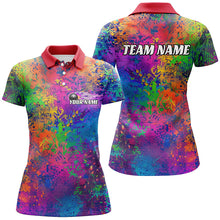 Load image into Gallery viewer, Custom Colorful Bowling Polo Shirts For Women, Pride Colors Ladies Bowling Shirts Outfit IPHW6788