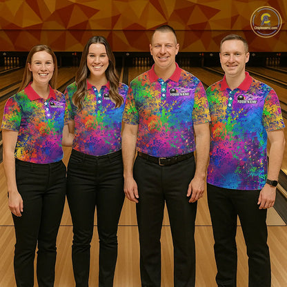 Custom Colorful Bowling Polo Shirts For Men, Pride Colors Outfit Bowling Men'S Shirts IPHW6788