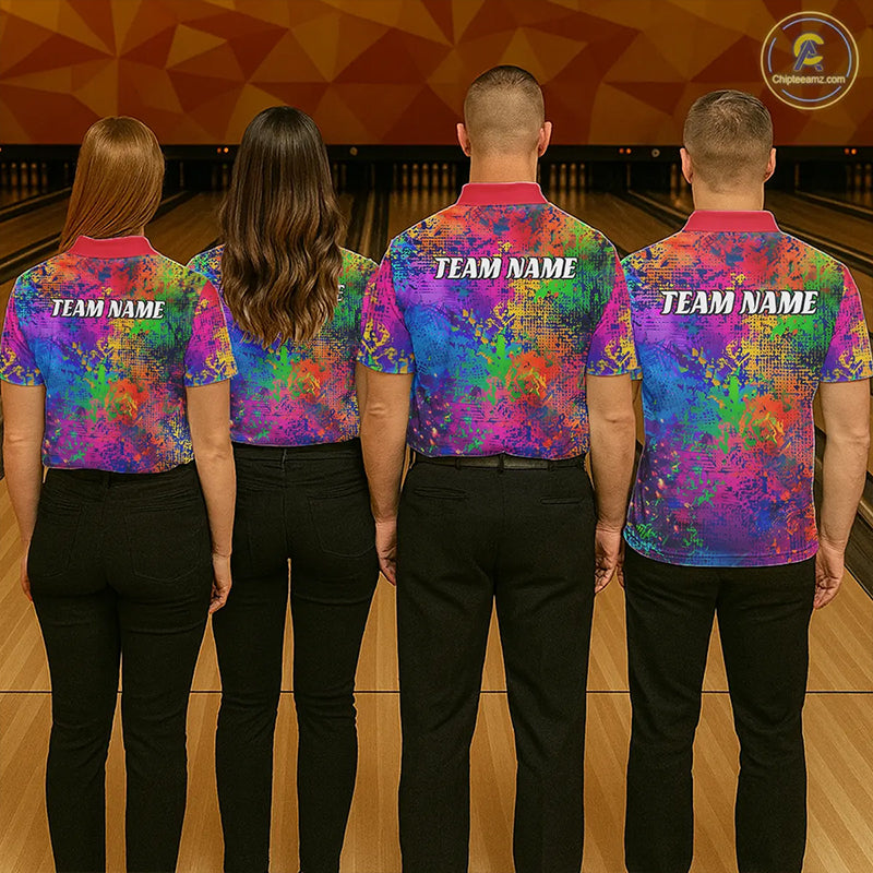Custom Colorful Bowling Polo Shirts For Men, Pride Colors Outfit Bowling Men'S Shirts IPHW6788