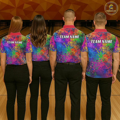 Custom Colorful Bowling Polo Shirts For Men, Pride Colors Outfit Bowling Men'S Shirts IPHW6788