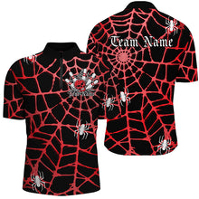 Load image into Gallery viewer, Black And Red Spider Net Custom Halloween Bowling Shirts For Men, Halloween Bowlers Outfits IPHW7408