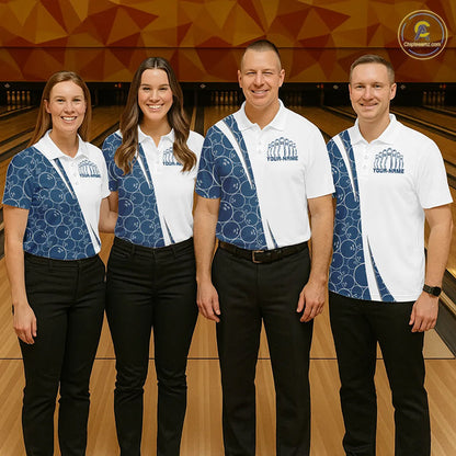 Black And Navy Blue Custom Retro Bowling Shirts For Men, Classic Vintage Bowling Team Shirt IPHW7413