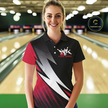Load image into Gallery viewer, Black And Red Custom Bowling Jerseys, Bowling Team Shirts For Women Bowling Outfits IPHW7706