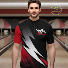 Load image into Gallery viewer, Black And Red Custom Bowling Jerseys, Bowling Team Shirts For Men Bowling Tournament Outfits IPHW7706