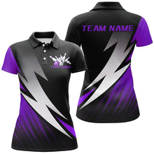 Load image into Gallery viewer, Black And Purple Custom Bowling Jerseys, Bowling Team Shirts For Women Bowling Outfits IPHW7707