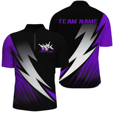 Load image into Gallery viewer, Black And Purple Custom Bowling Jerseys, Bowling Team Shirts For Men Bowling Tournament Outfits IPHW7707