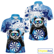 Load image into Gallery viewer, Custom Blue Splatter Funny Panda Dart Polo Shirt For Men, Funny Dart Team Jerseys IPHW10002