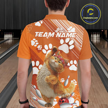 Load image into Gallery viewer, Custom Funny Orange Cat Bowling Men Polo Shirt, Cute Team Cat Paw Bowling Shirt IPHW10101