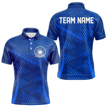 Load image into Gallery viewer, Custom Blue Bowling Team Polo Shirts For Men, Bowling Tournament Bowling League Shirt IPHW8536