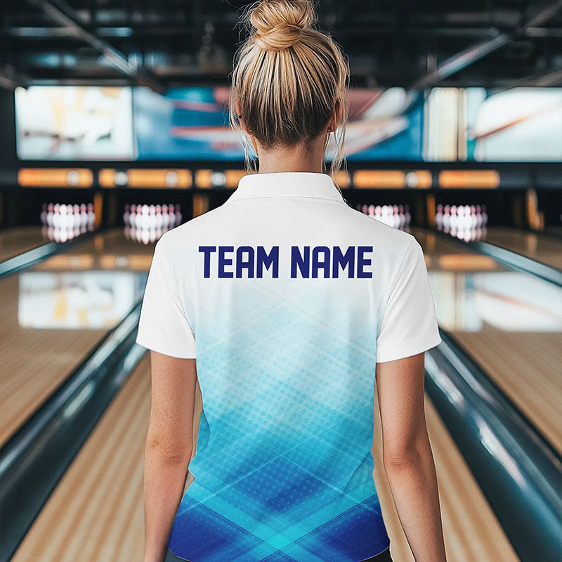 Custom Blue Bowling Team Womens Quarter-Zip Shirts, Bowling Tournament Bowling League Shirt IPHW8539