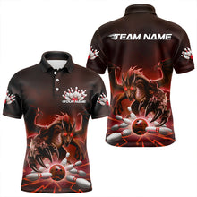 Load image into Gallery viewer, Custom Black And Red Dragon Bowling Team Polo Shirts For Men, Dragon Bowling League Shirt IPHW8549