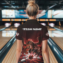 Load image into Gallery viewer, Custom Black And Red Dragon Bowling Team Womens Quarter-Zip Shirts, Bowling League Shirt IPHW8549