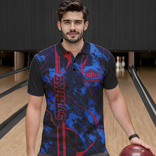 Load image into Gallery viewer, Custom Blue And Red Strike Bowling Polo Shirts For Men, Bowling League Team Uniform IPHW8858