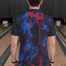 Load image into Gallery viewer, Custom Blue And Red Strike Bowling Polo Shirts For Men, Bowling League Team Uniform IPHW8858