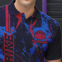 Load image into Gallery viewer, Custom Blue And Red Strike Bowling Polo Shirts For Men, Bowling League Team Uniform IPHW8858