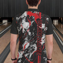Load image into Gallery viewer, Custom Gray And Red Strike Bowling Polo Shirts For Men, Bowling League Team Uniform IPHW8861