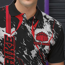 Load image into Gallery viewer, Custom Gray And Red Strike Bowling Polo Shirts For Men, Bowling League Team Uniform IPHW8861