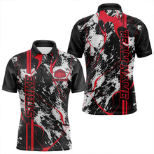 Load image into Gallery viewer, Custom Gray And Red Strike Bowling Polo Shirts For Men, Bowling League Team Uniform IPHW8861