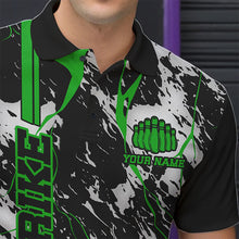 Load image into Gallery viewer, Custom Gray And Green Strike Bowling Polo Shirts For Men, Bowling League Team Uniform IPHW8862