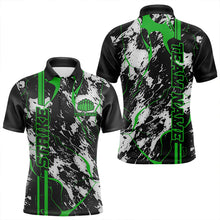 Load image into Gallery viewer, Custom Gray And Green Strike Bowling Polo Shirts For Men, Bowling League Team Uniform IPHW8862