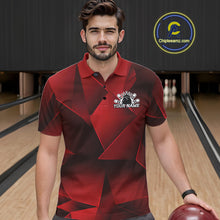 Load image into Gallery viewer, Custom Red Fragmental Pattern Background Men Bowling Team Polo Shirt, Bowling Jerseys IPHW11436
