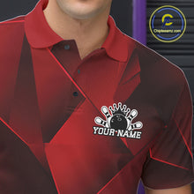 Load image into Gallery viewer, Custom Red Fragmental Pattern Background Men Bowling Team Polo Shirt, Bowling Jerseys IPHW11436