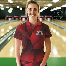 Load image into Gallery viewer, Custom Red Fragmental Pattern Background Women Bowling Team Polo Shirt, Bowling Jerseys IPHW11436