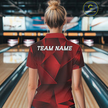 Load image into Gallery viewer, Custom Red Fragmental Pattern Background Women Bowling Team Polo Shirt, Bowling Jerseys IPHW11436