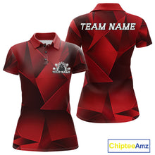 Load image into Gallery viewer, Custom Red Fragmental Pattern Background Women Bowling Team Polo Shirt, Bowling Jerseys IPHW11436