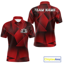 Load image into Gallery viewer, Custom Red Fragmental Pattern Background Men Bowling Team Polo Shirt, Bowling Jerseys IPHW11436
