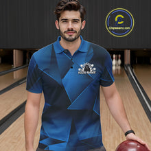 Load image into Gallery viewer, Custom Blue Fragmental Pattern Background Men Bowling Team Polo Shirt, Bowling Jerseys IPHW11437