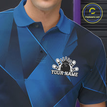 Load image into Gallery viewer, Custom Blue Fragmental Pattern Background Men Bowling Team Polo Shirt, Bowling Jerseys IPHW11437