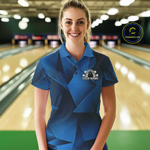 Load image into Gallery viewer, Custom Blue Fragmental Pattern Background Women Bowling Team Polo Shirt, Bowling Jerseys IPHW11437