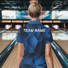 Load image into Gallery viewer, Custom Blue Fragmental Pattern Background Women Bowling Team Polo Shirt, Bowling Jerseys IPHW11437