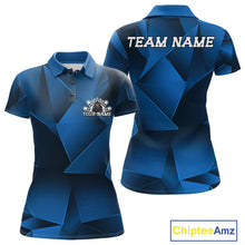 Load image into Gallery viewer, Custom Blue Fragmental Pattern Background Women Bowling Team Polo Shirt, Bowling Jerseys IPHW11437