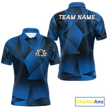 Load image into Gallery viewer, Custom Blue Fragmental Pattern Background Men Bowling Team Polo Shirt, Bowling Jerseys IPHW11437