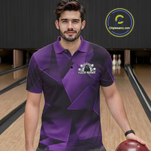 Load image into Gallery viewer, Custom Purple Fragmental Pattern Background Men Bowling Team Polo Shirt, Bowling Jerseys IPHW11438