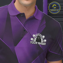 Load image into Gallery viewer, Custom Purple Fragmental Pattern Background Men Bowling Team Polo Shirt, Bowling Jerseys IPHW11438
