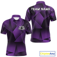 Load image into Gallery viewer, Custom Purple Fragmental Pattern Background Men Bowling Team Polo Shirt, Bowling Jerseys IPHW11438